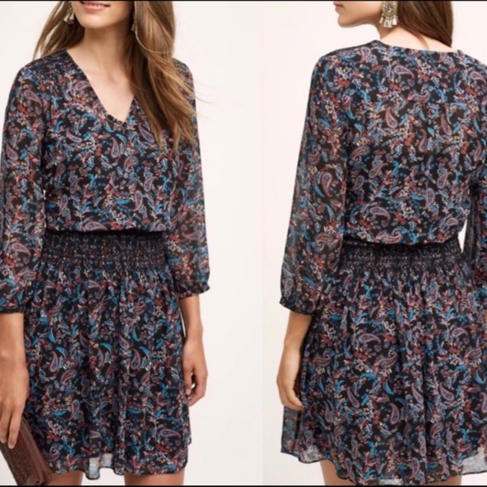 Anthropologie-Vanessa Virginia | Daytripper Dress |Paisley Pattern Size M